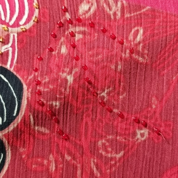 Alia Women's Blouse Size 14 Beaded and Sequin Long Sleeve Abstract Floral - Picture 8 of 9